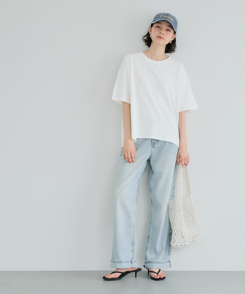 coca(coca)(コカ)の「OE天竺ラウンドヘムTシャツ(Tシャツ/カットソー・レディース・A/ホワイト/ライトブルー/ブラック/グレー/B・S/XL/L/M)」の9枚目の写真