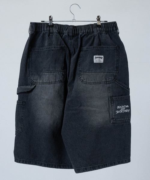 THRASHER（スラッシャー）の「【3】〔THRASHER/スラッシャー〕デニム ペインターワイドハーフパンツ ダメージハーフパンツ（デニムパンツ・メンズ・ブルー系1/ブラック系1/ブラック系3/ブルー系3/ブラック系2/ブルー系2・MEDIUM/LARGE/X-LARGE）」の8枚目の写真