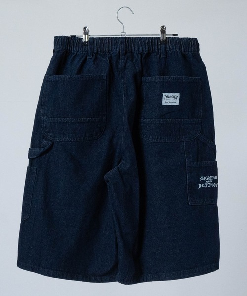 THRASHER（スラッシャー）の「【3】〔THRASHER/スラッシャー〕デニム ペインターワイドハーフパンツ ダメージハーフパンツ（デニムパンツ・メンズ・ブルー系1/ブラック系1/ブラック系3/ブルー系3/ブラック系2/ブルー系2・MEDIUM/LARGE/X-LARGE）」の10枚目の写真