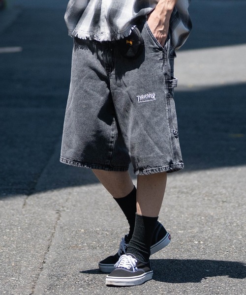 THRASHER（スラッシャー）の「【3】〔THRASHER/スラッシャー〕デニム ペインターワイドハーフパンツ ダメージハーフパンツ（デニムパンツ・メンズ・ブルー系1/ブラック系1/ブラック系3/ブルー系3/ブラック系2/ブルー系2・MEDIUM/LARGE/X-LARGE）」の18枚目の写真