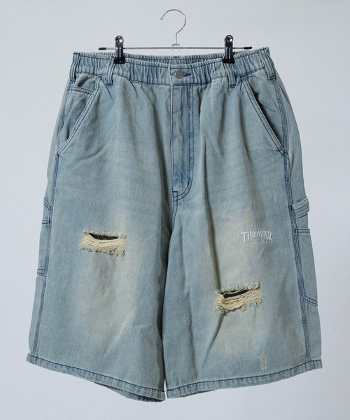 THRASHER（スラッシャー）の「【3】〔THRASHER/スラッシャー〕デニム ペインターワイドハーフパンツ ダメージハーフパンツ（デニムパンツ・メンズ・ブルー系1/ブラック系1/ブラック系3/ブルー系3/ブラック系2/ブルー系2・MEDIUM/LARGE/X-LARGE）」の15枚目の写真