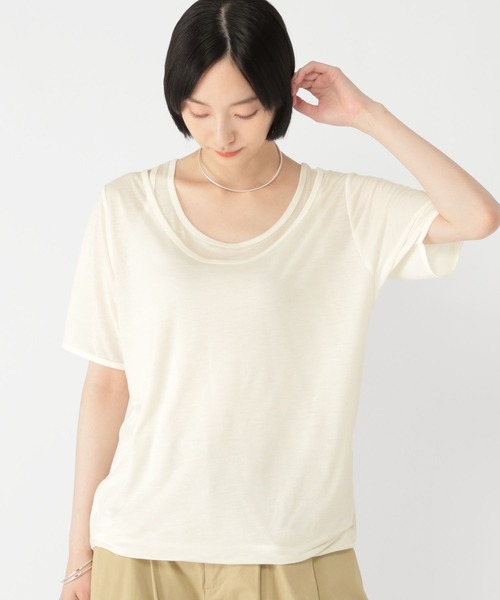 studio CLIP(スタディオクリップ)の「【daily CLIP】レイヤードバルーンTシャツ(Tシャツ/カットソー・レディース・グレー/ホワイト/ライトイエロー・FREE)」の4枚目の写真