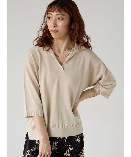 Lugnoncure（ルノンキュール）の「襟付きスキッパーニット（ニット/セーター・レディース・ネイビー/ベージュ/グリーン/オフホワイト/ブラック・F）」の20枚目の写真