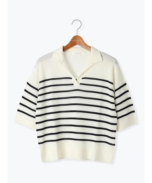 Lugnoncure（ルノンキュール）の「襟付きスキッパーニット（ニット/セーター・レディース・ネイビー/ベージュ/グリーン/オフホワイト/ブラック・F）」の14枚目の写真