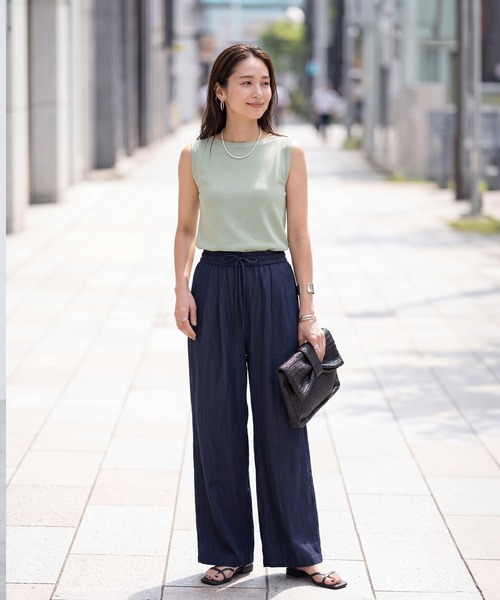 STYLE DELI（スタイルデリ）の「涼しいシボ入りリラックスパンツ（その他パンツ・レディース・ライトブルー/ホワイト/ネイビー・FREE）」の8枚目の写真