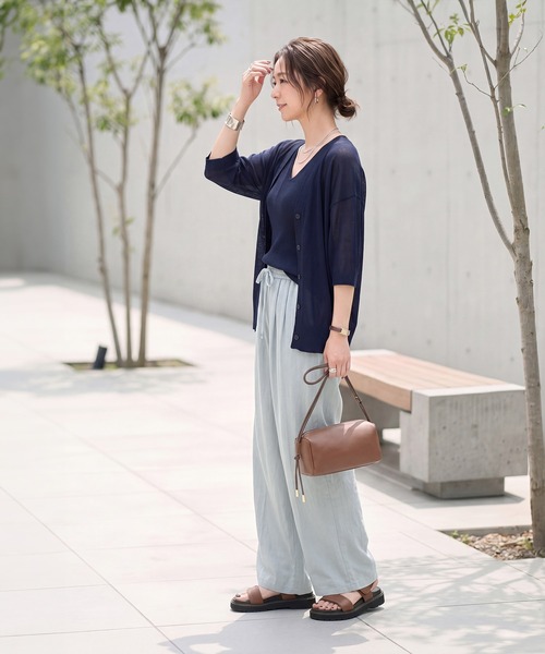 STYLE DELI（スタイルデリ）の「涼しいシボ入りリラックスパンツ（その他パンツ・レディース・ライトブルー/ホワイト/ネイビー・FREE）」の10枚目の写真