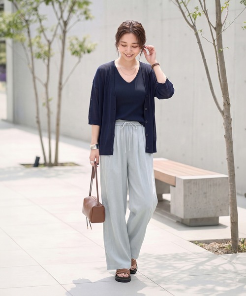 STYLE DELI（スタイルデリ）の「涼しいシボ入りリラックスパンツ（その他パンツ・レディース・ライトブルー/ホワイト/ネイビー・FREE）」の12枚目の写真