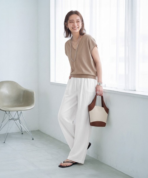 STYLE DELI（スタイルデリ）の「涼しいシボ入りリラックスパンツ（その他パンツ・レディース・ライトブルー/ホワイト/ネイビー・FREE）」の14枚目の写真