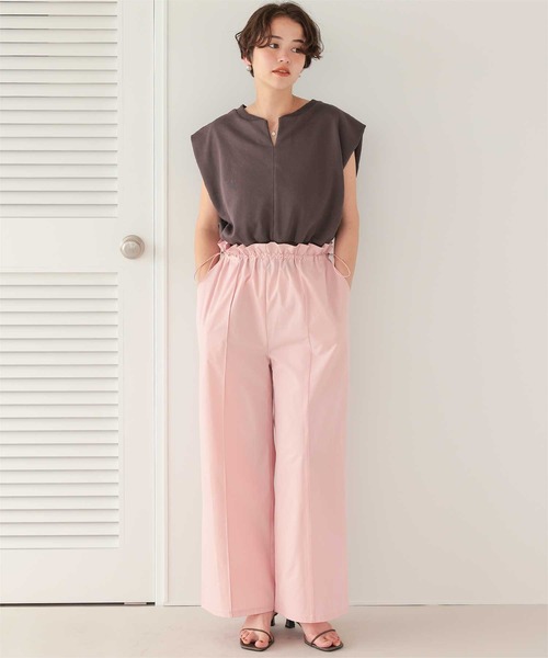 titivate(ティティベイト)の「キーネックカットソーコンパクトトップス(Tシャツ/カットソー・レディース・アイボリー/ブラウン/オートミール・L/M/S)」の15枚目の写真