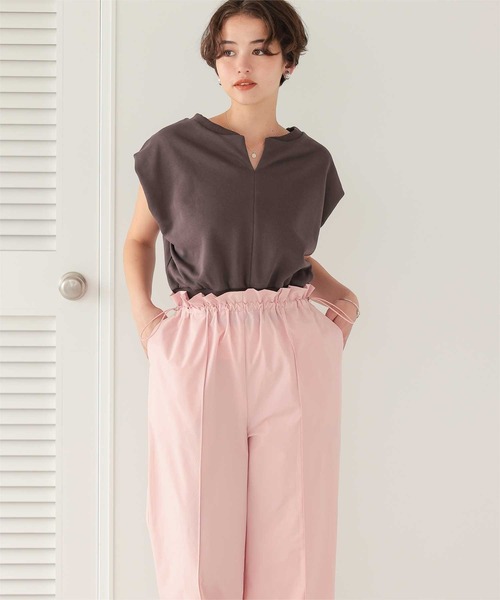 titivate(ティティベイト)の「キーネックカットソーコンパクトトップス(Tシャツ/カットソー・レディース・アイボリー/ブラウン/オートミール・L/M/S)」の19枚目の写真