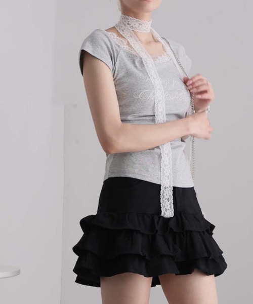Ulysses（ユリシス）の「ティアードフリルデニムミニスカート（デニムスカート・レディース・ブラック/グレー・S/M）」の10枚目の写真