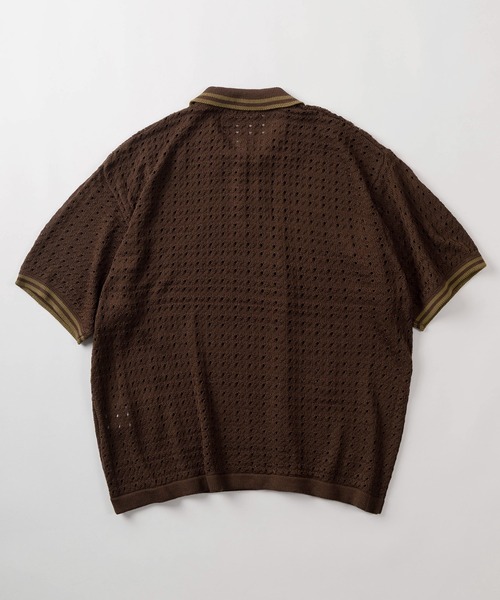 thisisneverthatニットポロシャツボーダーアースカラー刺繍ロゴ thisisneverthatニットポロシャツボーダーアースカラー刺繍ロゴ
