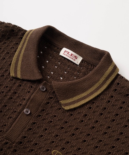 SlashDate(スラッシュデイト)の「【72】ハートモチーフロゴ刺繍 綿タッチ 襟ライン ニットポロシャツ オーバーサイズ(ポロシャツ・メンズ・ブラウン/チャコールグレー/ベージュ・L/M)」の5枚目の写真