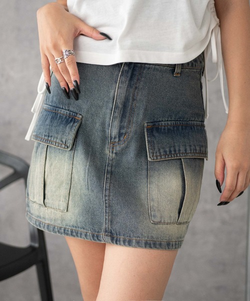 WEGO(ウィゴー)の「WEGO/カーゴミニスカート(スカート・レディース・ブルー系1/その他2/その他1・FREE)」の1枚目の写真