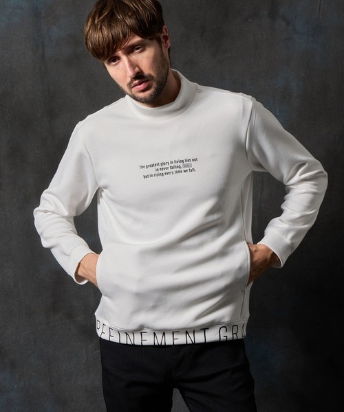 HIDEAWAYS NICOLE(ハイダウェイニコル)の「ロゴダンボールモックネックプルオーバー(Tシャツ/カットソー・メンズ・ブルー/チャコールグレー/オフホワイト/ブラック・X-LARGE/LARGE/MEDIUM)」の2枚目の写真