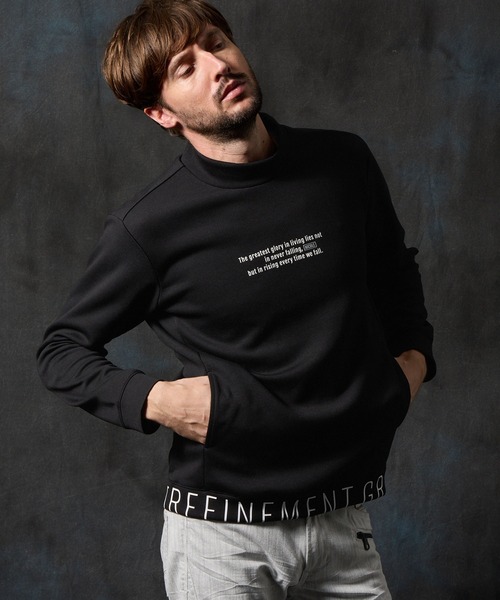 HIDEAWAYS NICOLE(ハイダウェイニコル)の「ロゴダンボールモックネックプルオーバー(Tシャツ/カットソー・メンズ・ブルー/チャコールグレー/オフホワイト/ブラック・X-LARGE/LARGE/MEDIUM)」の1枚目の写真