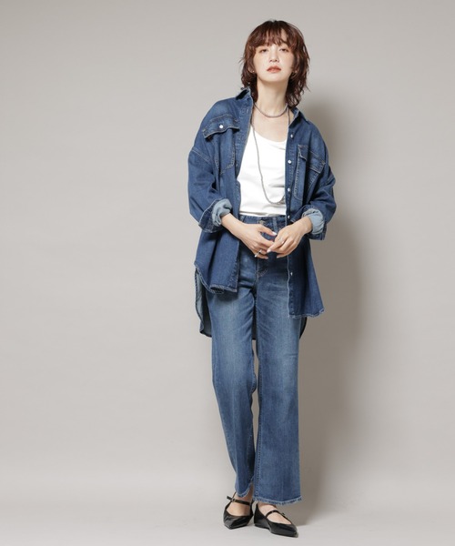 Healthy denim(ヘルシーデニム)の「Healthy DENIM/Almond デニム ビッグシャツ(シャツ/ブラウス・レディース・ブルー/ダークブルー・1)」の13枚目の写真
