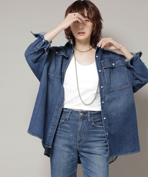 Healthy denim(ヘルシーデニム)の「Healthy DENIM/Almond デニム ビッグシャツ(シャツ/ブラウス・レディース・ブルー/ダークブルー・1)」の11枚目の写真