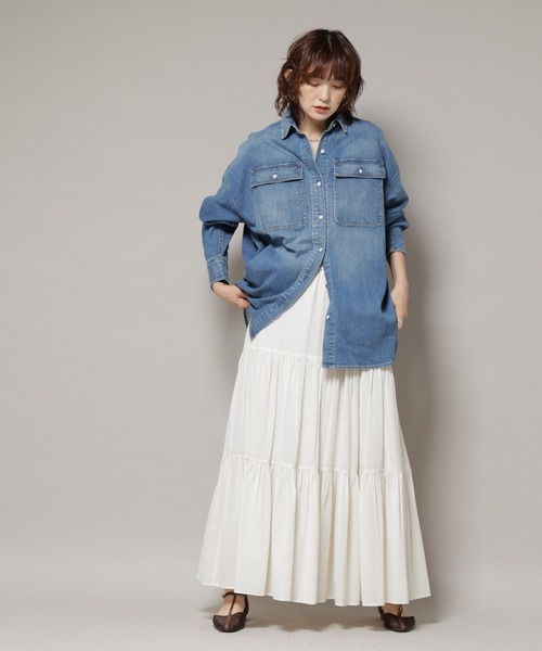 Healthy denim(ヘルシーデニム)の「Healthy DENIM/Almond デニム ビッグシャツ(シャツ/ブラウス・レディース・ブルー/ダークブルー・1)」の8枚目の写真