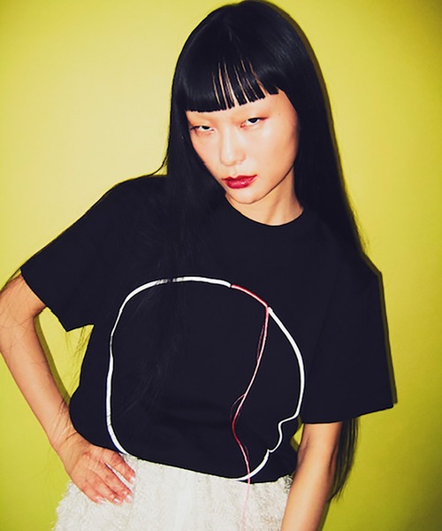 MONDEWORK(モンドワーク)の「neon stitch T shirts(Tシャツ/カットソー・レディース・ホワイト/ブラック・M/S)」の2枚目の写真