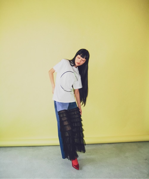 MONDEWORK(モンドワーク)の「neon stitch T shirts(Tシャツ/カットソー・レディース・ホワイト/ブラック・M/S)」の4枚目の写真