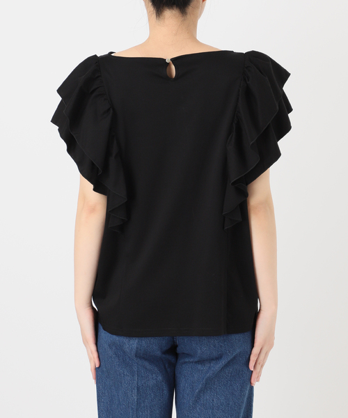 【タグ付】TO BE CHIC UVカット フリル カットソー（40 黒） タグ付】TO BE CHIC UVカット フリル カットソー（40 黒）