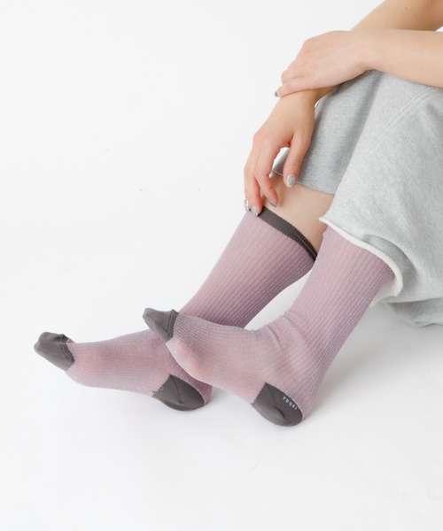 YUQRI(ユクリ)の「【YUQRI/ユクリ】Brinkley/靴下/シアー/ラメ/ギフト【WEB限定】(ソックス/靴下・レディース・ラベンダー/ゴールド/シルバー/ブラウン・フリー)」の1枚目の写真