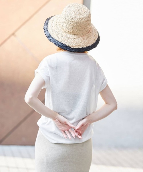 SLOBE IENA（スローブイエナ）の「《追加2》スラブ5分袖TEE（Tシャツ/カットソー・レディース・ネイビー/ベージュ/スカイブルー/ホワイト・FREE）」の20枚目の写真