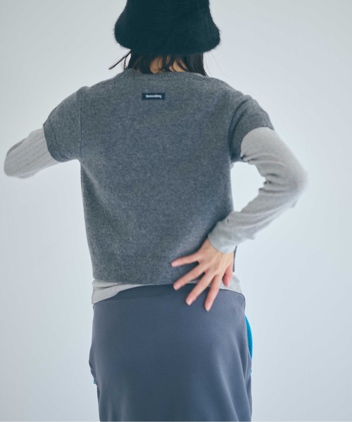 SEA（シー）の「シェットランドウール ハーフスリーブ プルオーバー（ニット/セーター・レディース・グレー/ブルー/ブラック/ピンク・ONE SIZE）」の8枚目の写真