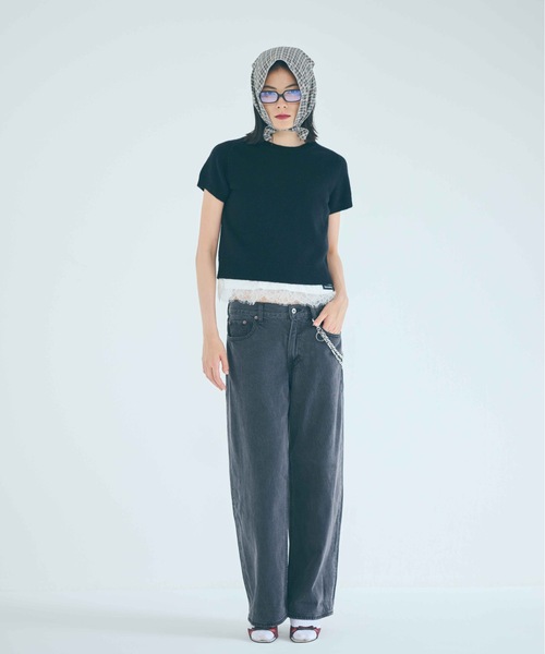 SEA（シー）の「シェットランドウール ハーフスリーブ プルオーバー（ニット/セーター・レディース・グレー/ブルー/ブラック/ピンク・ONE SIZE）」の10枚目の写真