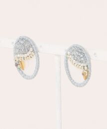 【katea.】オーガンジー刺繍ピアス（Oval）