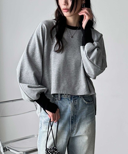 GeeRA(ジーラ)の「【2点セット】配色切り替えスウェットセットアップワンピース(ワンピース・レディース・オートミール/杢グレー・MEDIUM/LARGE)」の7枚目の写真