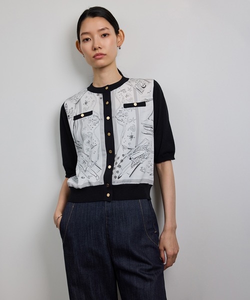 ROPE'（ロペ）の「【洗える】【YUKO SAEKI for ROPE'・コラボ】スカーフ柄プリント カーディガンブラウス（シャツ/ブラウス・レディース・ブラック・FREE）」の21枚目の写真