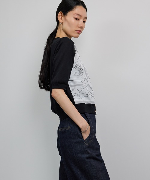 ROPE'（ロペ）の「【洗える】【YUKO SAEKI for ROPE'・コラボ】スカーフ柄プリント カーディガンブラウス（シャツ/ブラウス・レディース・ブラック・FREE）」の22枚目の写真