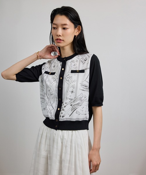 ROPE'（ロペ）の「【洗える】【YUKO SAEKI for ROPE'・コラボ】スカーフ柄プリント カーディガンブラウス（シャツ/ブラウス・レディース・ブラック・FREE）」の16枚目の写真