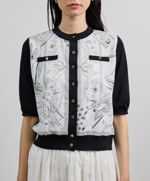 ROPE'（ロペ）の「【洗える】【YUKO SAEKI for ROPE'・コラボ】スカーフ柄プリント カーディガンブラウス（シャツ/ブラウス・レディース・ブラック・FREE）」の20枚目の写真