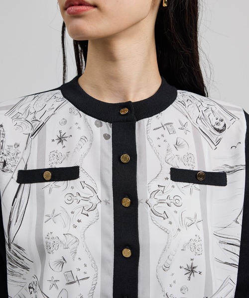 ROPE'（ロペ）の「【洗える】【YUKO SAEKI for ROPE'・コラボ】スカーフ柄プリント カーディガンブラウス（シャツ/ブラウス・レディース・ブラック・FREE）」の11枚目の写真