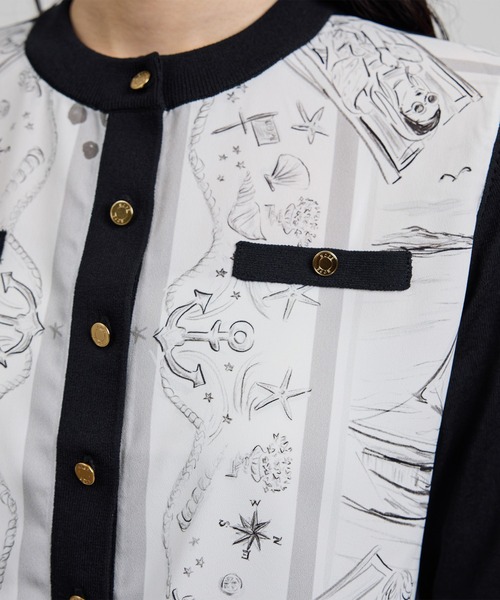 ROPE'（ロペ）の「【洗える】【YUKO SAEKI for ROPE'・コラボ】スカーフ柄プリント カーディガンブラウス（シャツ/ブラウス・レディース・ブラック・FREE）」の12枚目の写真