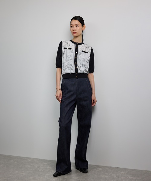 ROPE'（ロペ）の「【洗える】【YUKO SAEKI for ROPE'・コラボ】スカーフ柄プリント カーディガンブラウス（シャツ/ブラウス・レディース・ブラック・FREE）」の7枚目の写真