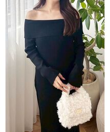 MERCURYDUO | レーストリムオフショルニットワンピース(ワンピース)