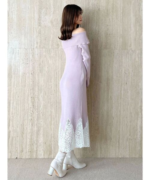 MERCURYDUO（マーキュリーデュオ）の「レーストリムオフショルニットワンピース（ワンピース・レディース・ラベンダー/ベージュ/ブラック・SMALL/MEDIUM）」の14枚目の写真