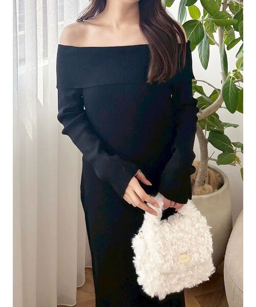 MERCURYDUO（マーキュリーデュオ）の「レーストリムオフショルニットワンピース（ワンピース・レディース・ラベンダー/ベージュ/ブラック・SMALL/MEDIUM）」の18枚目の写真