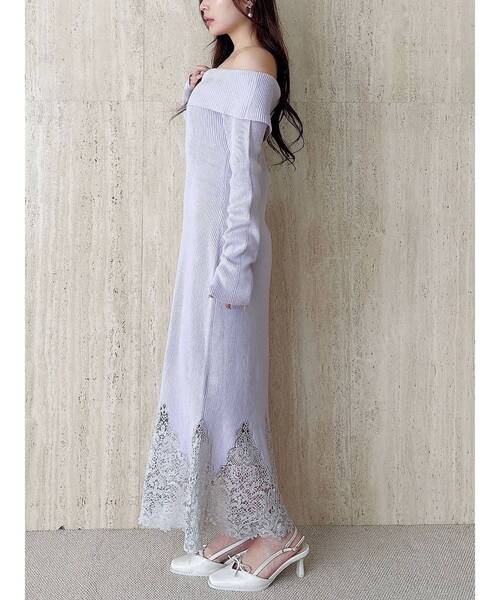 MERCURYDUO（マーキュリーデュオ）の「レーストリムオフショルニットワンピース（ワンピース・レディース・ラベンダー/ベージュ/ブラック・SMALL/MEDIUM）」の22枚目の写真