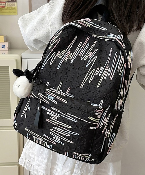 c.u.l（シーユーエル）の「なみなみ刺繍 エンボス加工 バックパック リュック cula1237（バックパック/リュック・レディース・ブラック/ホワイト/ピンク/イエロー・FREE）」の19枚目の写真