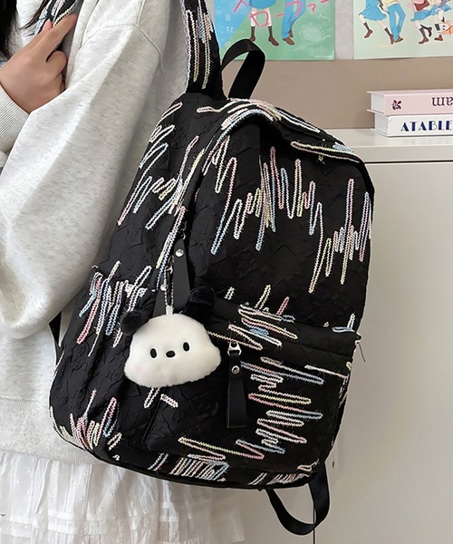 c.u.l（シーユーエル）の「なみなみ刺繍 エンボス加工 バックパック リュック cula1237（バックパック/リュック・レディース・ブラック/ホワイト/ピンク/イエロー・FREE）」の9枚目の写真