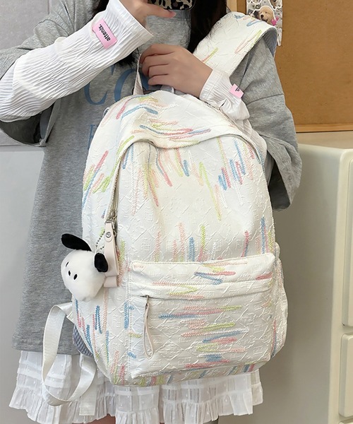 c.u.l（シーユーエル）の「なみなみ刺繍 エンボス加工 バックパック リュック cula1237（バックパック/リュック・レディース・ブラック/ホワイト/ピンク/イエロー・FREE）」の10枚目の写真