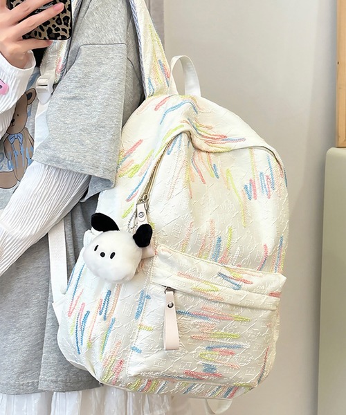 c.u.l（シーユーエル）の「なみなみ刺繍 エンボス加工 バックパック リュック cula1237（バックパック/リュック・レディース・ブラック/ホワイト/ピンク/イエロー・FREE）」の11枚目の写真