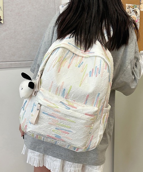 c.u.l（シーユーエル）の「なみなみ刺繍 エンボス加工 バックパック リュック cula1237（バックパック/リュック・レディース・ブラック/ホワイト/ピンク/イエロー・FREE）」の12枚目の写真