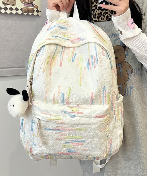c.u.l（シーユーエル）の「なみなみ刺繍 エンボス加工 バックパック リュック cula1237（バックパック/リュック・レディース・ブラック/ホワイト/ピンク/イエロー・FREE）」の13枚目の写真