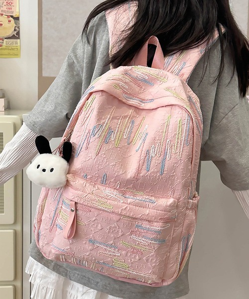 c.u.l（シーユーエル）の「なみなみ刺繍 エンボス加工 バックパック リュック cula1237（バックパック/リュック・レディース・ブラック/ホワイト/ピンク/イエロー・FREE）」の16枚目の写真